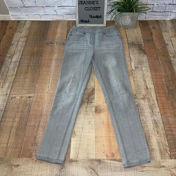 Soft Surroundings Pull On High Rise Stretch Gray Denim Skinny Jeans Size small - Picture 3 of 8